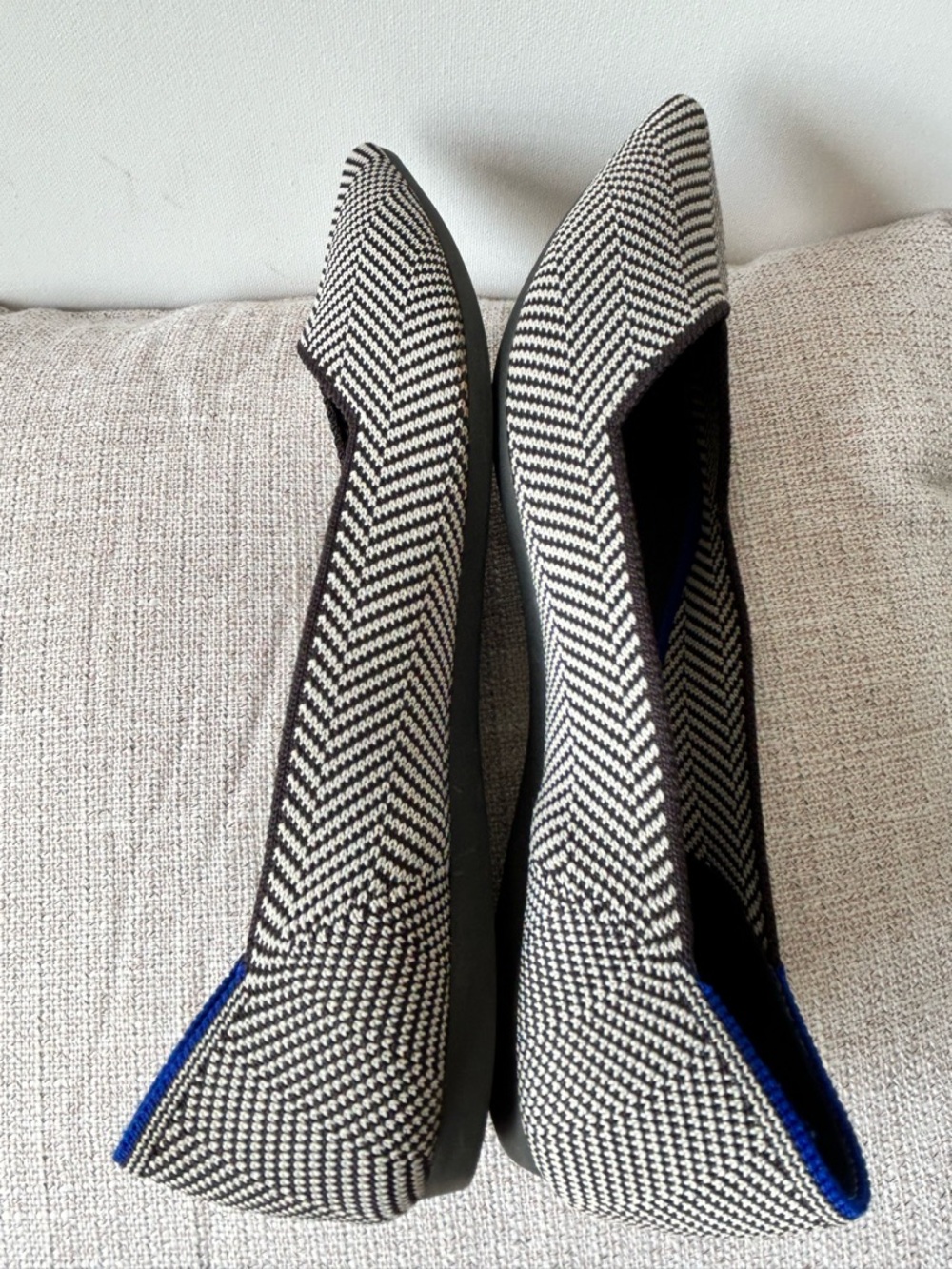Rothy's Pointed-Toe Flats in Black & White Chevron - Picture 10 of 10